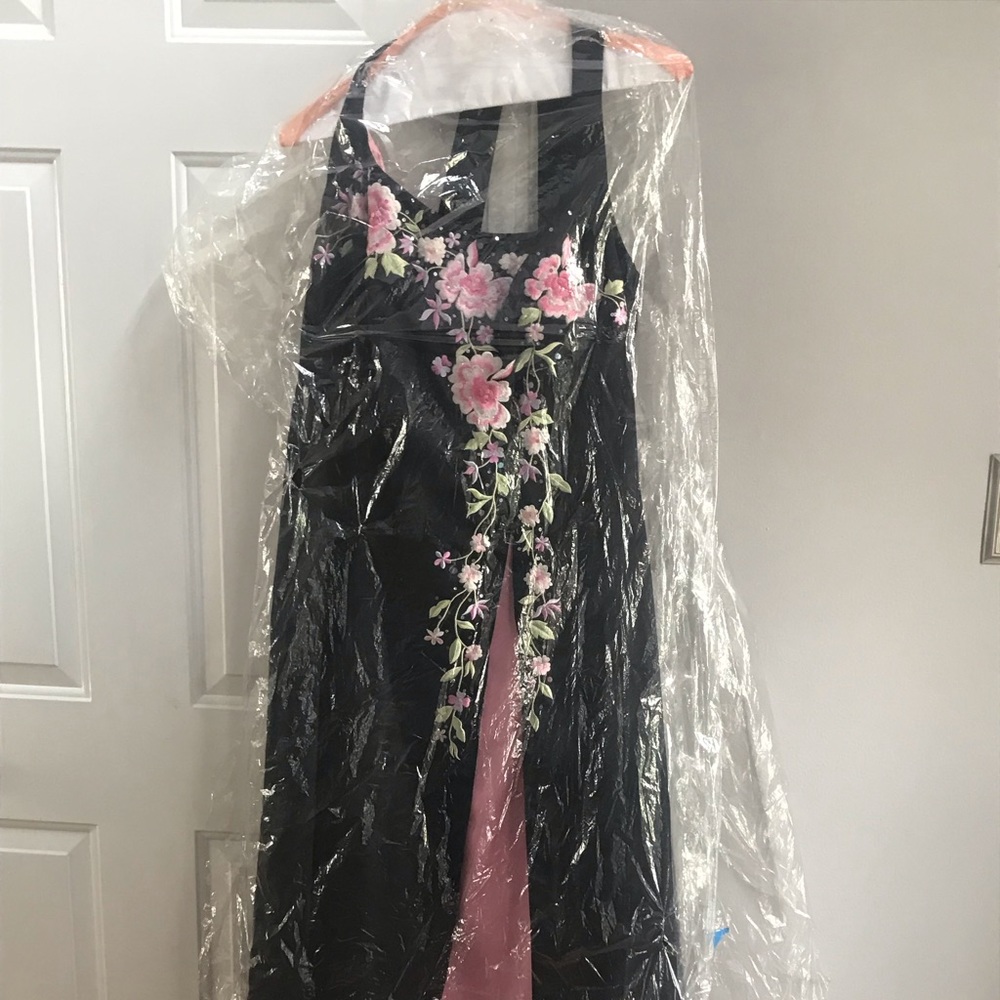 Beautiful pink flower prom dress